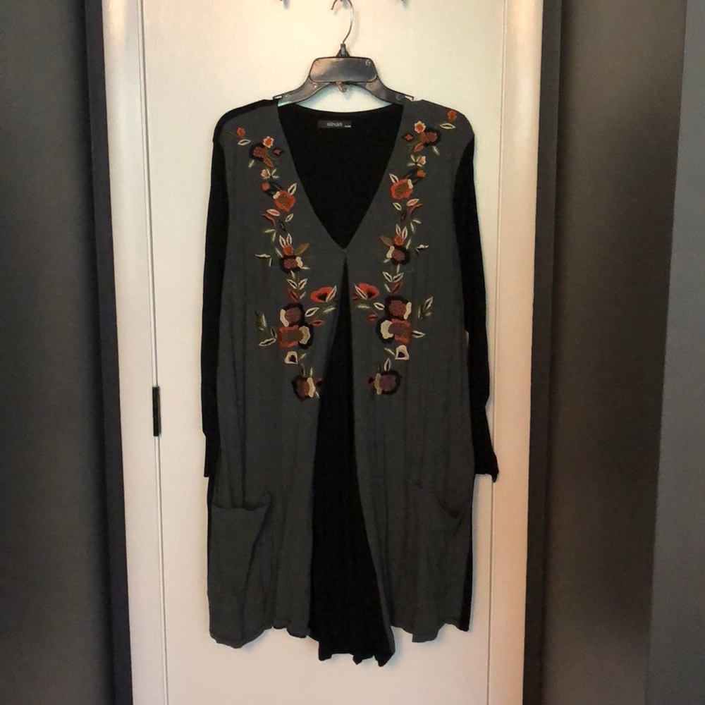 EShakti grey/black knit embroidered dress